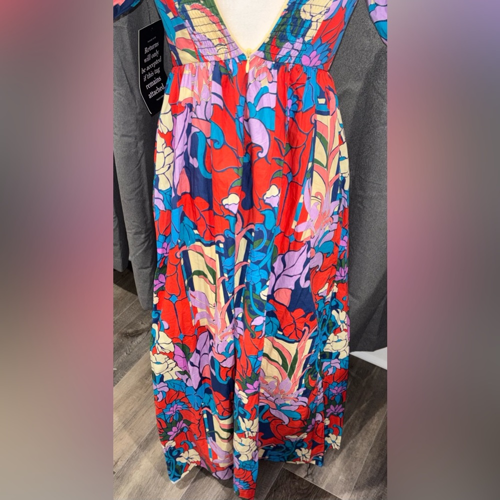 NWOT Tuckernuck Climbing Cosmos Valerie Midi Dress Size 6 Cotton Floral Tropical - Picture 9 of 16